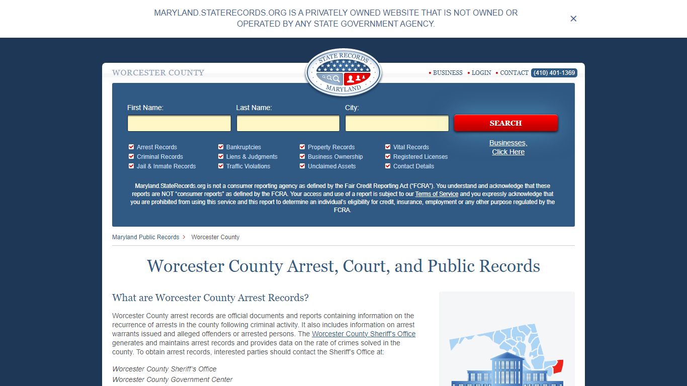 Worcester County Arrest, Court, and Public Records