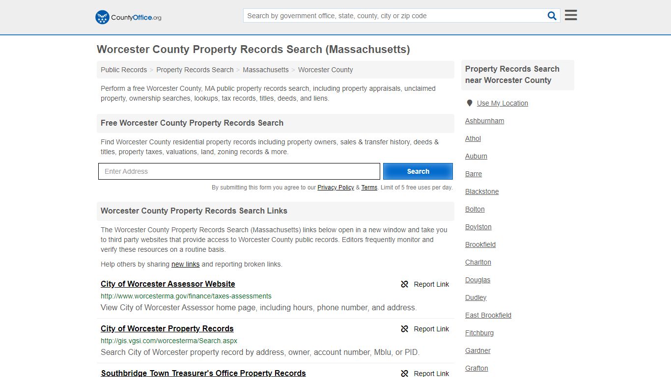 Worcester County Property Records Search (Massachusetts) - County Office